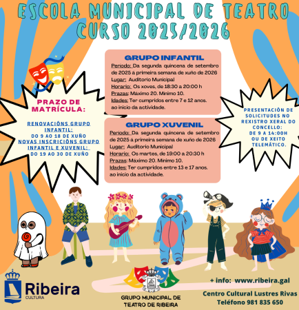 Imagen Apertura plazo preinscripción Escuela municipal de teatro (infantil y juvenil)