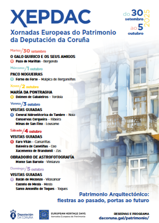 Imaxe A Deputación presenta a segunda edición das Xornadas XEPDAC en Ribeira para poñer en valor a riqueza patrimonial da provincia da Coruña