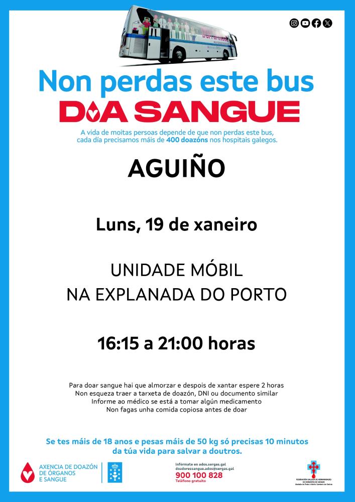 Imagen A unidade móbil para a doazón de sangue estará en Aguiño no 19 de xaneiro