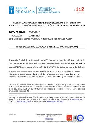Imaxe Aviso por un episodio dun fenómeno meteorolóxico adverso por costeiros