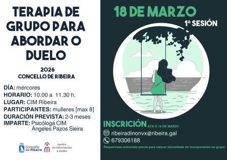 Imagen O CIM de Ribeira crea un grupo terapéutico de apoio ao duelo dirixido a mulleres