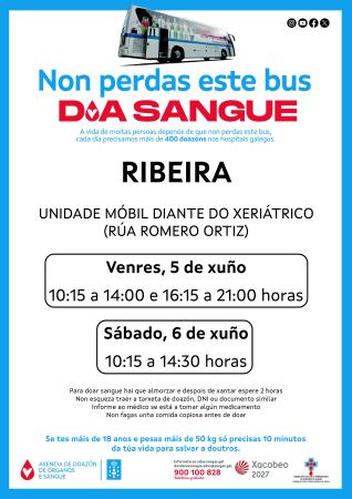 Imaxe A unidade móbil para a doazón de sangue estará en Ribeira no 5 e 6 de xuño