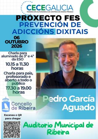 Imaxe Pedro García Aguado impartirá en Ribeira dúas charlas sobre a prevención de adiccións dixitais no 6 de outubro