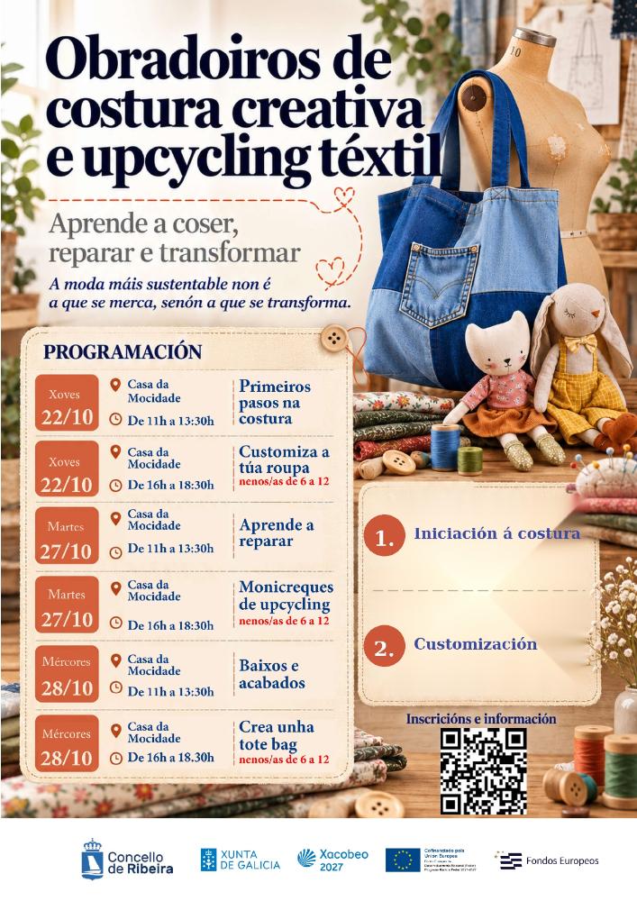 Imagen Ribeira aprende a reparar, transformar e reutilizar a roupa cos obradoiros de costura creativa e upcycling